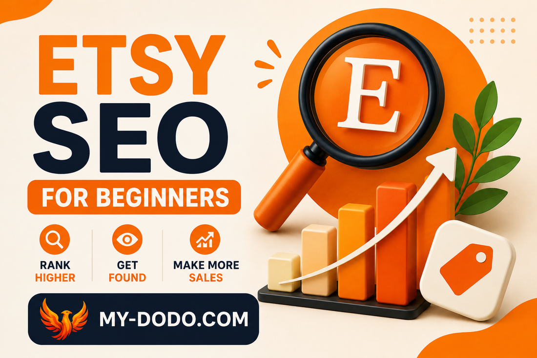 Etsy SEO for Beginners guide showing how to optimize Etsy listings, improve search rankings, and increase organic sales.
