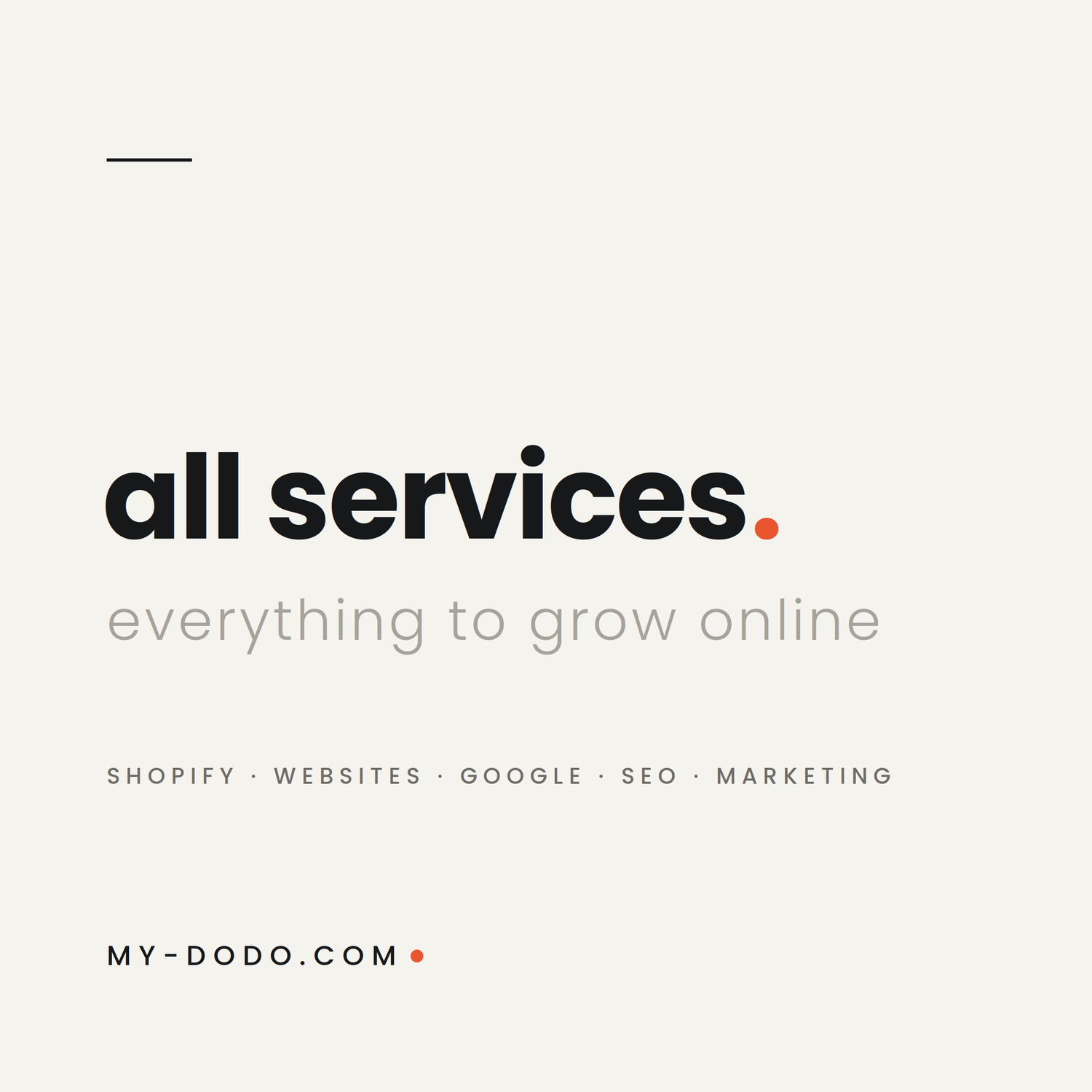 MY-DODO all services — Shopify, websites, Google Business, SEO, and marketing services for small businesses