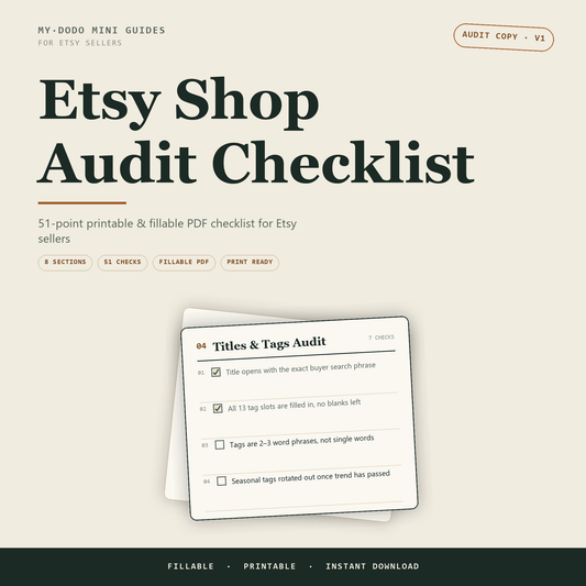 Etsy Shop Audit Checklist — Printable & Fillable PDF (51-Point Seller Checklist)
